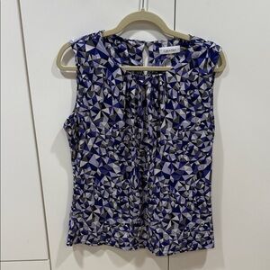 Calvin Klein Blue and Black Geometric Blouse